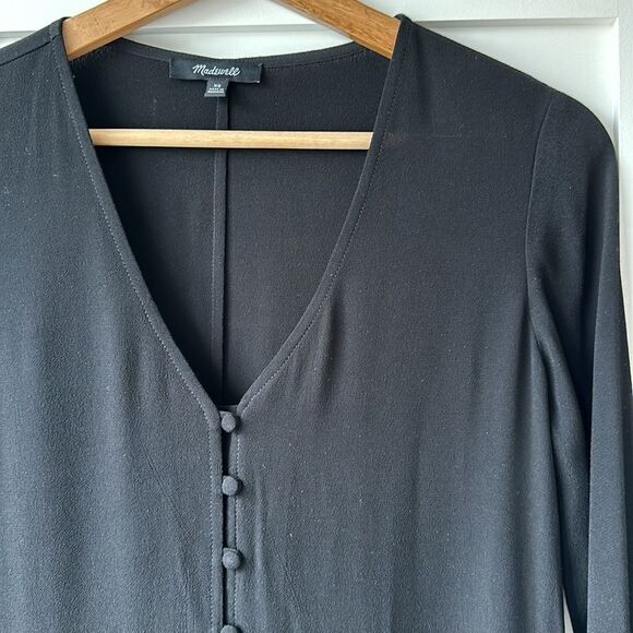 Madewell Heather Long-Sleeve Button-Front Dress black XS - Picture 9 of 10